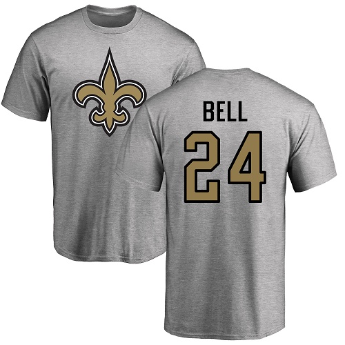 Men New Orleans Saints Ash Vonn Bell Name and Number Logo NFL Football 24 T Shirt